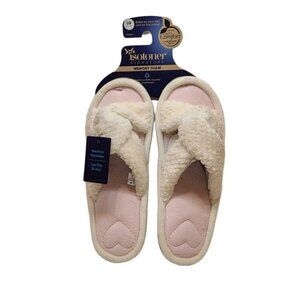 Isotoner Signature Slippers Womens 8.5-9 Ivory Popcorn Eco Comfort Memor…